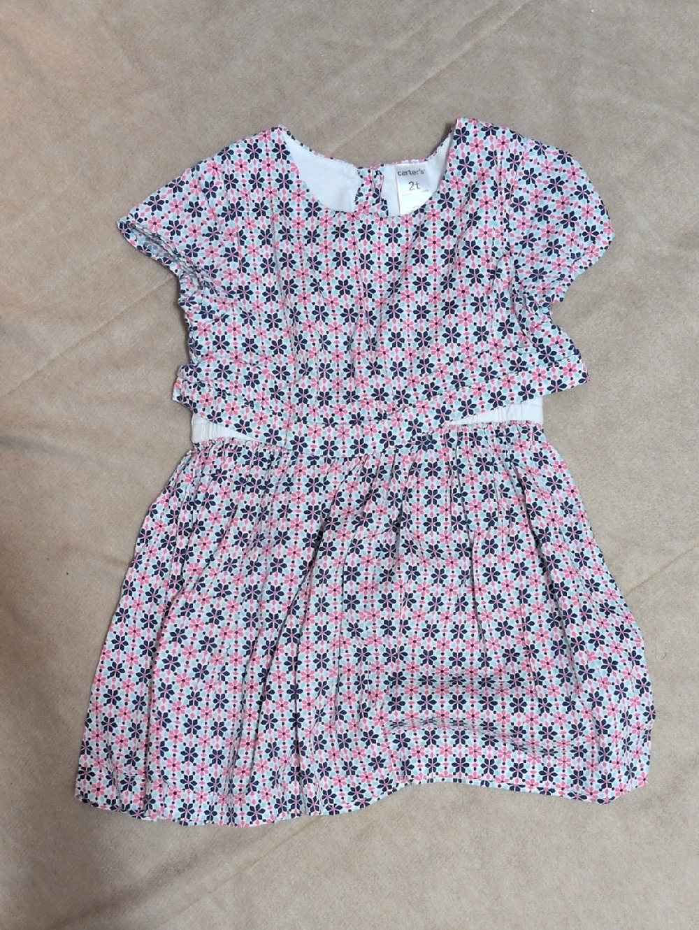 Carter's Pink and Navy Floral Short-Sleeve Dress